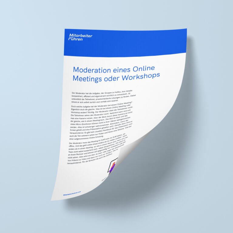 Ein Bild von einem PDF Leitfaden zum Thema 'Online Meetings und Workshops erfolgreich durchführen'